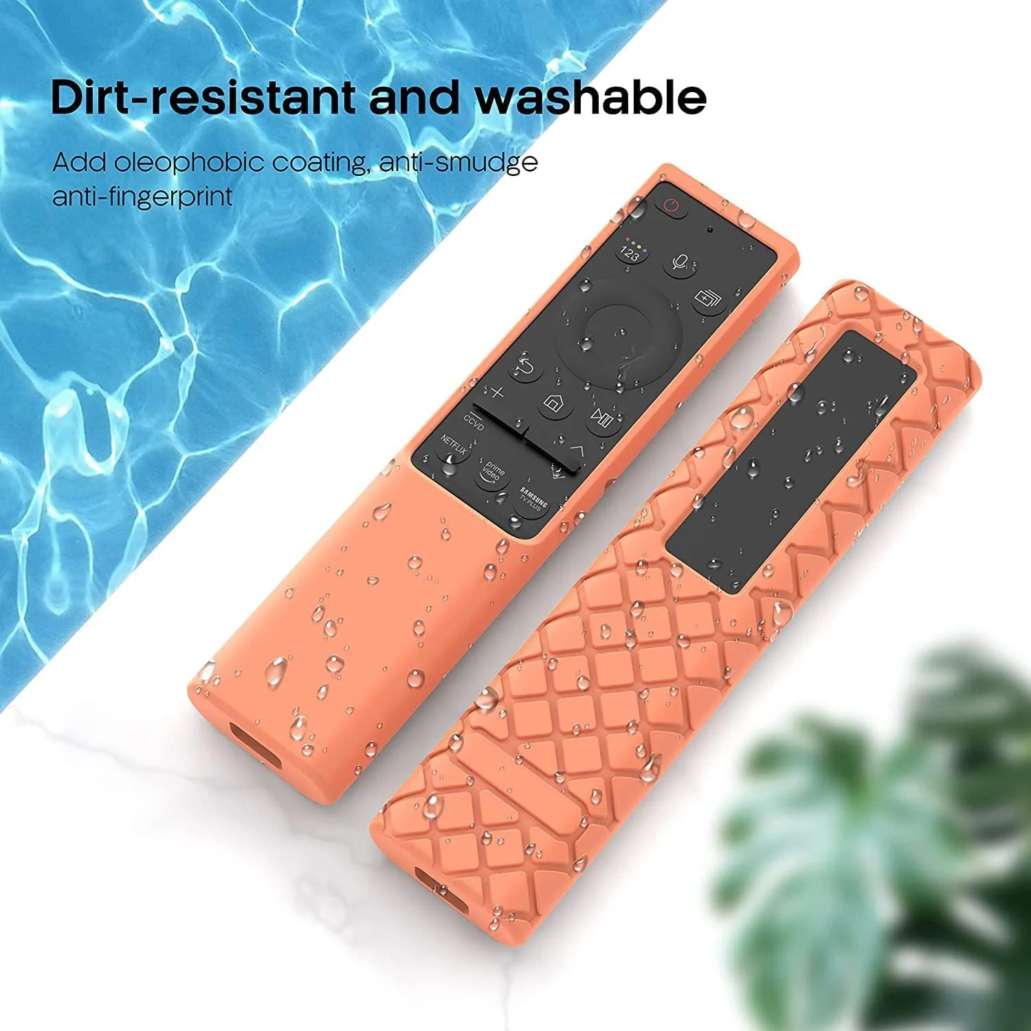 محافظ سیلیکونی کنترل از راه دور Azonee، مناسب برای کنترل سامسونگ BN59-01357A BN59-01363A 01311B، کاور ضد لغزش برای کنترل از راه دور سلول خورشیدی، قاب محافظ برای تلویزیون هوشمند 4K 8K سامسونگ QLED - نارنجی