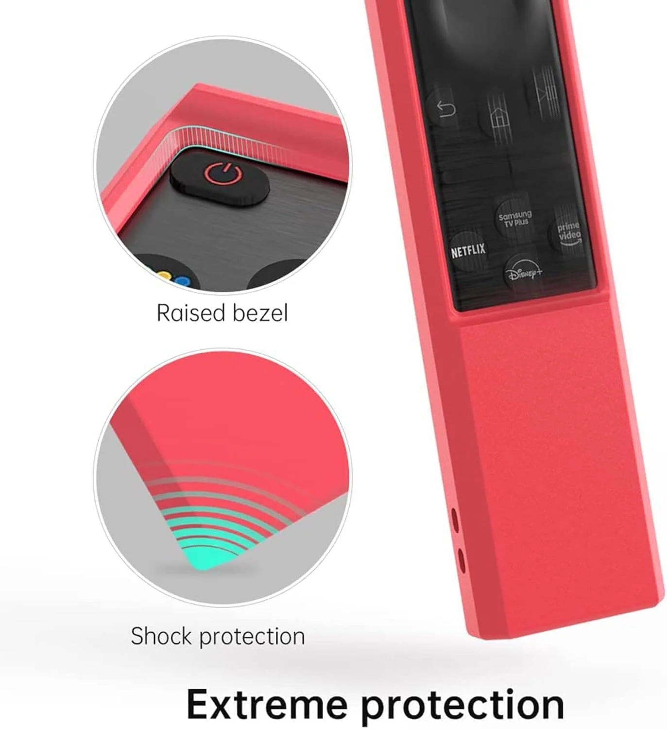 کاور محافظ سیلیکونی Azonee برای کنترل از راه دور سلول خورشیدی تلویزیون هوشمند سامسونگ مدل های TM2281E, BN59-01385A, BN59-01385B, BN59-01393A، نگهدارنده ضد ضربه با پوشش پشتی باتری (قرمز)