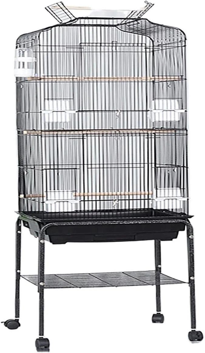 قفس بزرگ طوطی، قفس پرنده، با سینی کشویی و پایه چرخدار جداشدنی، قفس حیوانات خانگی برای عروس هلندی، مرغ عشق، کبوتر با پایه، سینی، دستگیره، قفس پرواز 54 اینچی