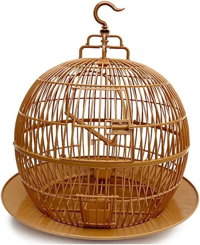 قفس پرنده کروی تاشو، قفس طوطی پلاستیکی با شاسی و قلاب، سبک وزن و تمیز کردن آسان برای استفاده در فضای باز