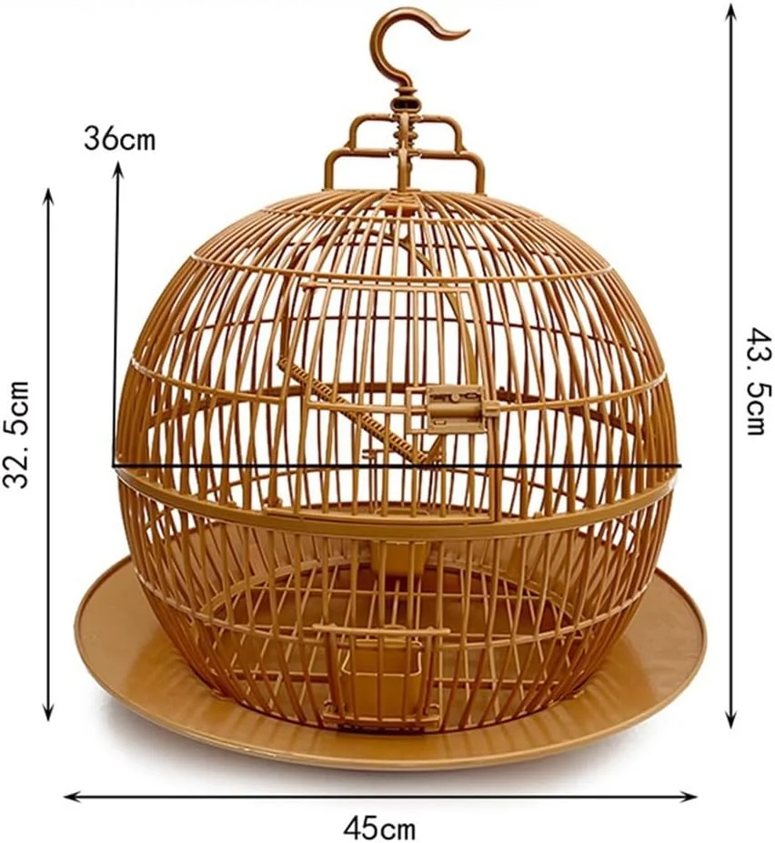 قفس پرنده کروی تاشو، قفس طوطی پلاستیکی با شاسی و قلاب، سبک وزن و تمیز کردن آسان برای استفاده در فضای باز