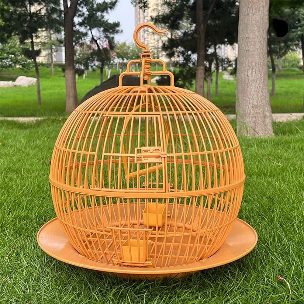 قفس پرنده کروی تاشو، قفس طوطی پلاستیکی با شاسی و قلاب، سبک وزن و تمیز کردن آسان برای استفاده در فضای باز