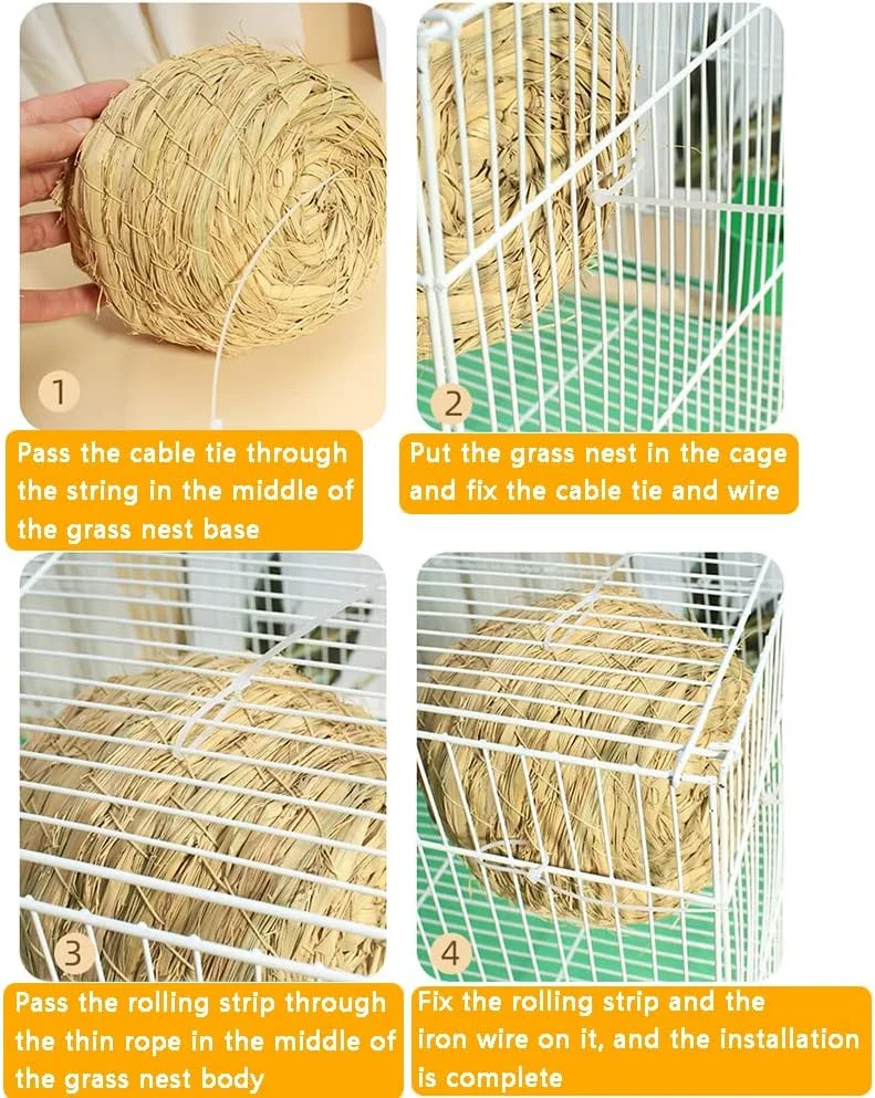 آشیانه پرنده دستباف X spring، آشیانه پرنده حصیری با 3 بند، آشیانه پرنده طبیعی حصیری دست ساز، لانه پرنده شبیه سازی شده با الیاف طبیعی (متوسط)