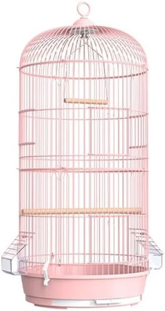 قفس پرنده فلزی دو لایه آویز طرح اروپایی SONGYL-20249 مناسب طوطی، سار، با قاب کشویی با قابلیت جداسازی آسان (صورتی)