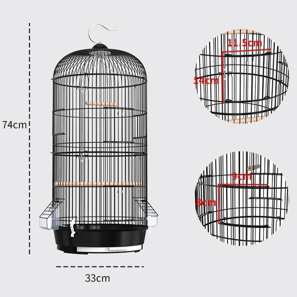 قفس پرنده فلزی دو لایه آویز طرح اروپایی SONGYL-20249 مناسب طوطی، سار، با قاب کشویی با قابلیت جداسازی آسان (صورتی)