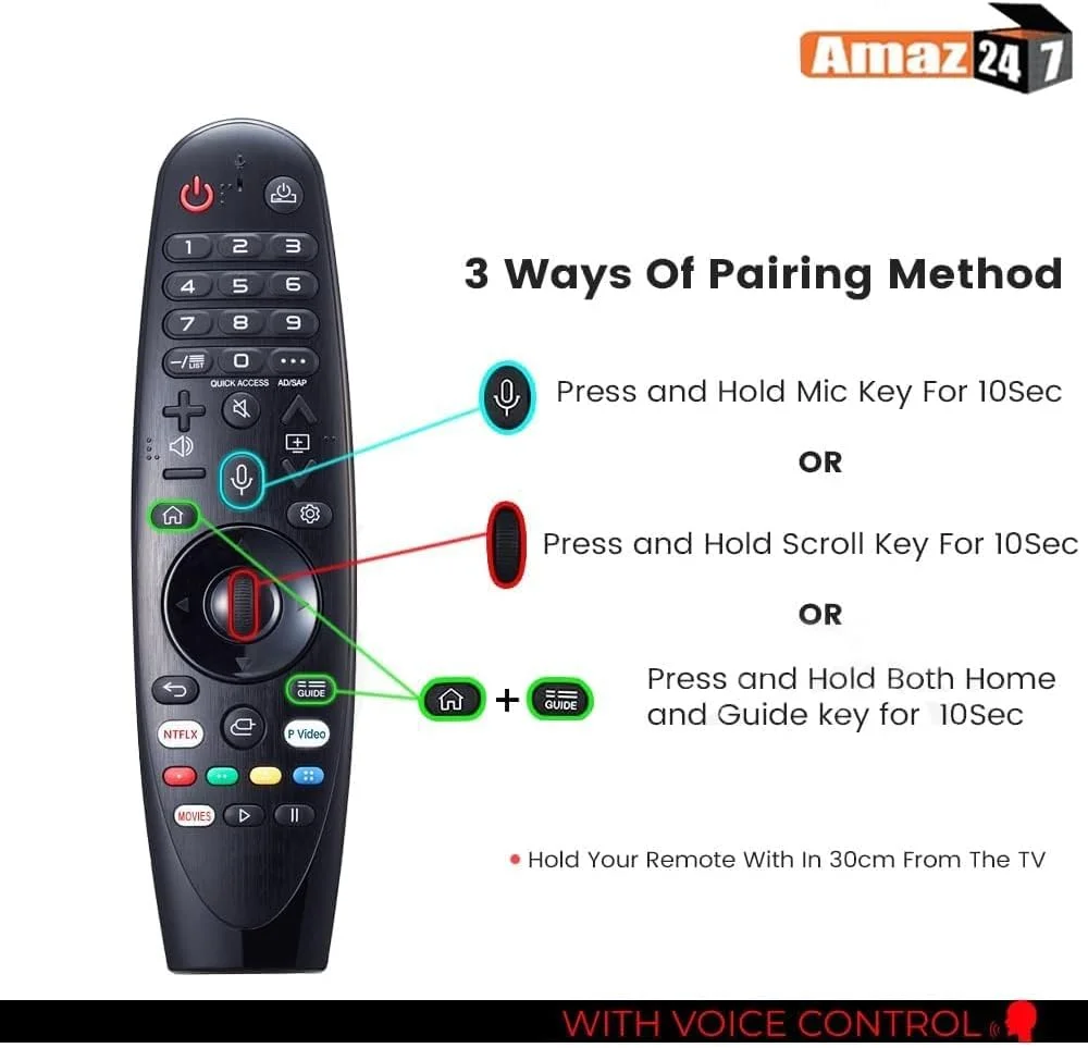 کنترل از راه دور جادویی آماز247 سازگار با تلویزیون ال ای دی ال جی با کلیدهای میانبر نتفلیکس و پرایم ویدیو و فرمان صوتی کنترل از راه دور جادویی آماز247 سازگار با تلویزیون ال ای دی ال جی با کلیدهای میانبر نتفلیکس و پرایم ویدیو و فرمان صوتی
