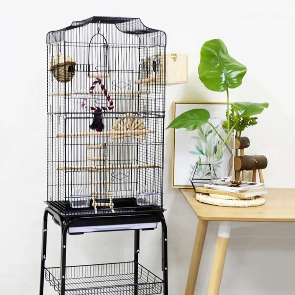 قفس پرنده چند منظوره SONGYL-20249 با کشو، دارای چندین درب، طراحی ضد نشت و فضای فعالیت فراوان (سفید)