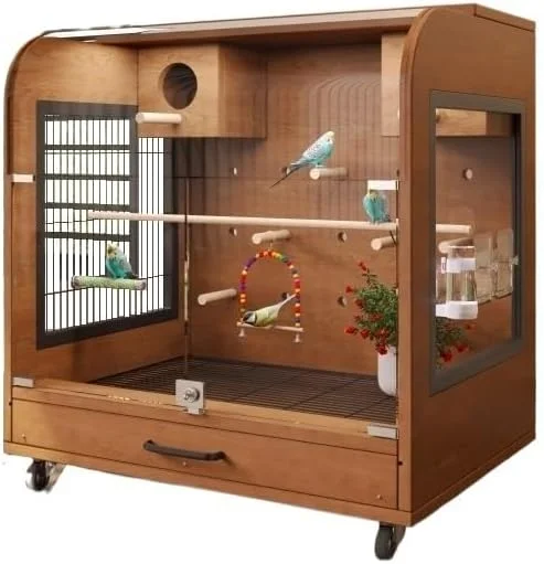 قفس پرنده، قفس چوبی بسیار بزرگ برای طوطی ها، تمیز کردن آسان، دارای تهویه مناسب، برای خانه، قفس پرنده در فضای باز