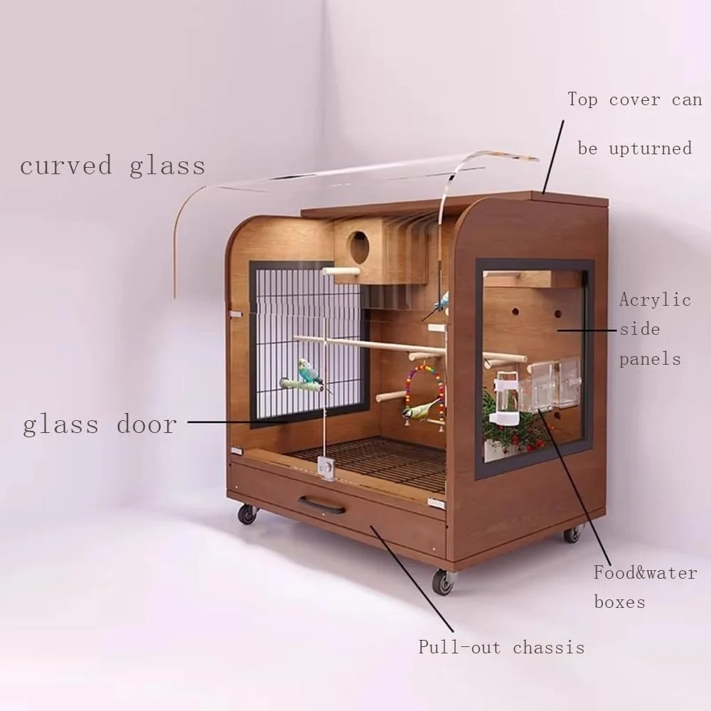 قفس پرنده، قفس چوبی بسیار بزرگ برای طوطی ها، تمیز کردن آسان، دارای تهویه مناسب، برای خانه، قفس پرنده در فضای باز