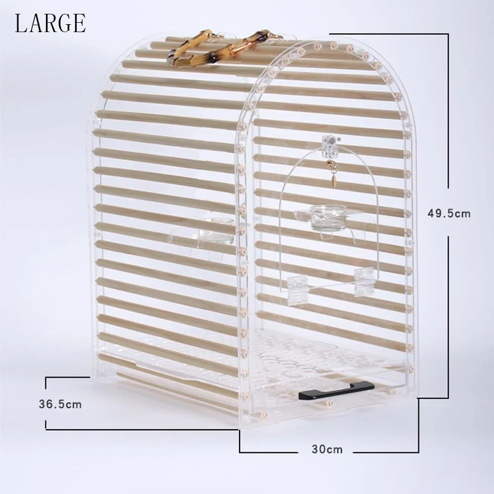 قفس پرنده آکریلیک، قفس پرنده قابل حمل، تنفسی، گرد، تمیز کردن آسان برای طوطی ها و پرندگان کوچک، خانه پرنده (بزرگ)