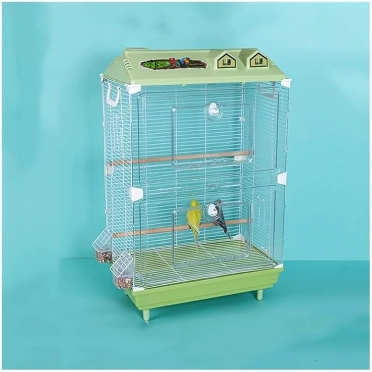 قفس پرنده آکریلیک شفاف SONGYL-20249 با سه طرف سیم - قاب کشویی بزرگ برای قفس پرندگان خانگی (سبز)
