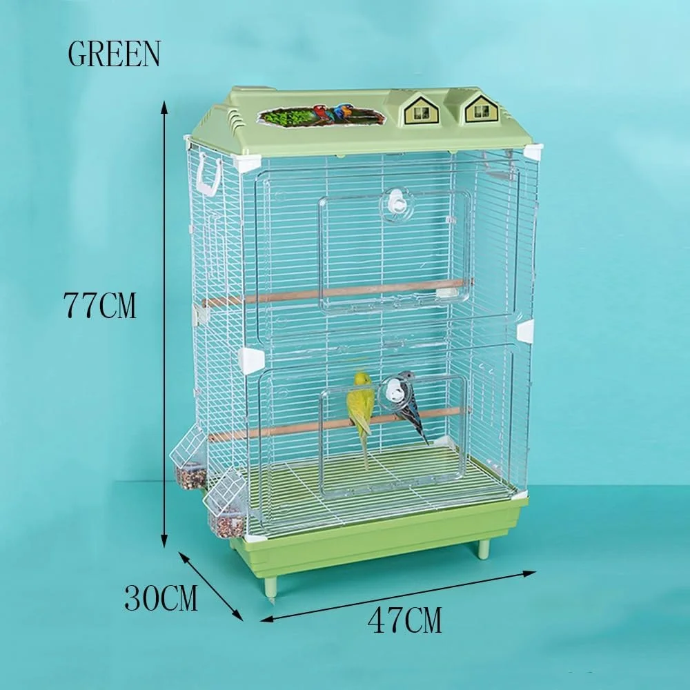 قفس پرنده آکریلیک شفاف SONGYL-20249 با سه طرف سیم - قاب کشویی بزرگ برای قفس پرندگان خانگی (سبز)