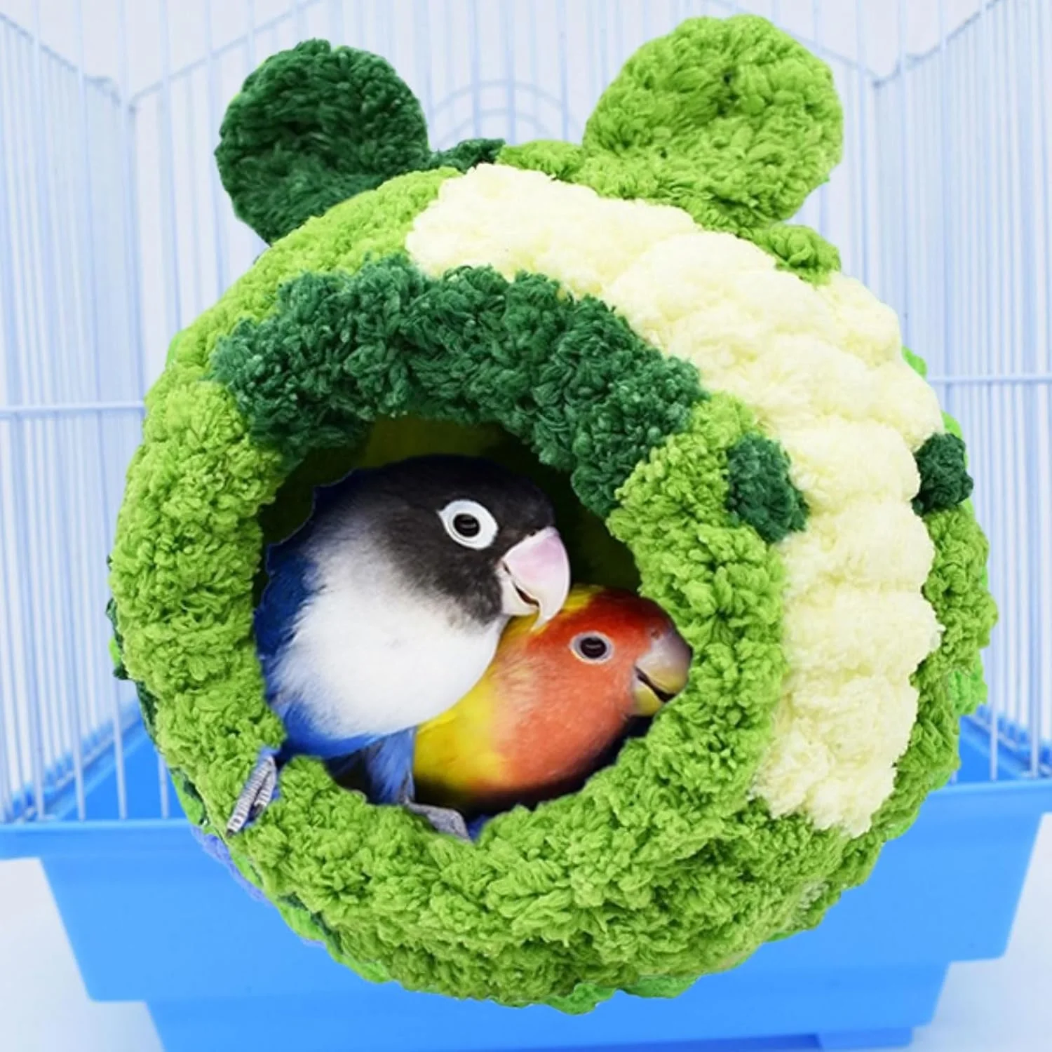 لانه پرنده، خانه لانه پرنده گرم زمستانی تخت طوطی آغوشی برای قفس، لانه طوطی مخمل خواب دار برای کانور، عروس هلندی، مرغ عشق، طوطی برزیلی، حیوانات خانگی کوچک (سبز A)