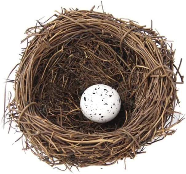 ست 4 عددی لانه پرنده با تخم بلدرچین مصنوعی - لانه پرنده مصنوعی حصیری برای میز خانه، دکور باغ - تخم پرنده فوم مصنوعی خالدار برای مهمانی عروسی آشپزخانه