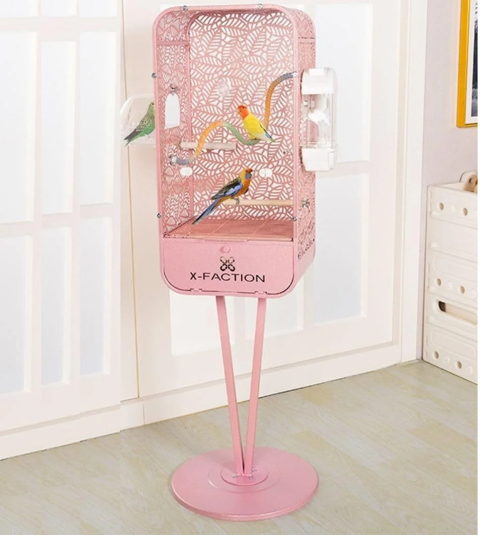 قفس پرنده آکریلیک پانوراما SHAMWA با پایه 128x35x28 سانتی متر، قفس نمایش خانگی برای پرندگان و حیوانات خانگی ویلا پرنده سرپوشیده شامل لوازم جانبی کامل، ویلا ابری پرنده ضد پاشش (D)