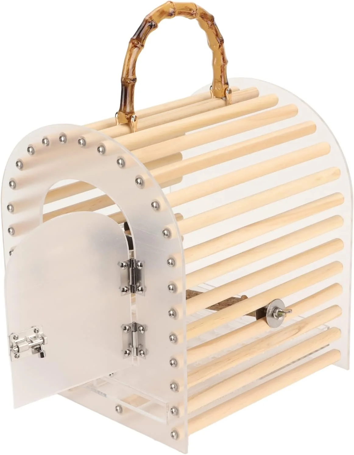 قفس پرنده قابل حمل RvSky، قفس پرنده ضد فرار، قوس دایره ای، آکریلیک شفاف کوچک، حامل پرنده مسافرتی برای پرنده