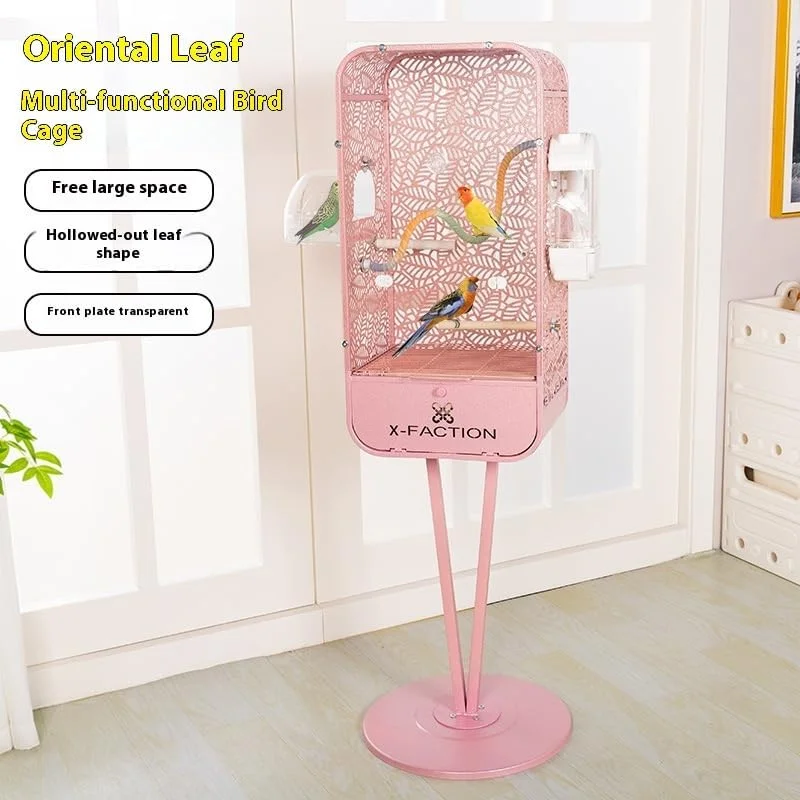 قفس پرنده آکریلیک پانوراما SHAMWA با پایه 128x35x28 سانتی متر، قفس نمایش خانگی برای پرندگان و حیوانات خانگی ویلا پرنده سرپوشیده شامل لوازم جانبی کامل، ویلا ابری پرنده ضد پاشش (D)