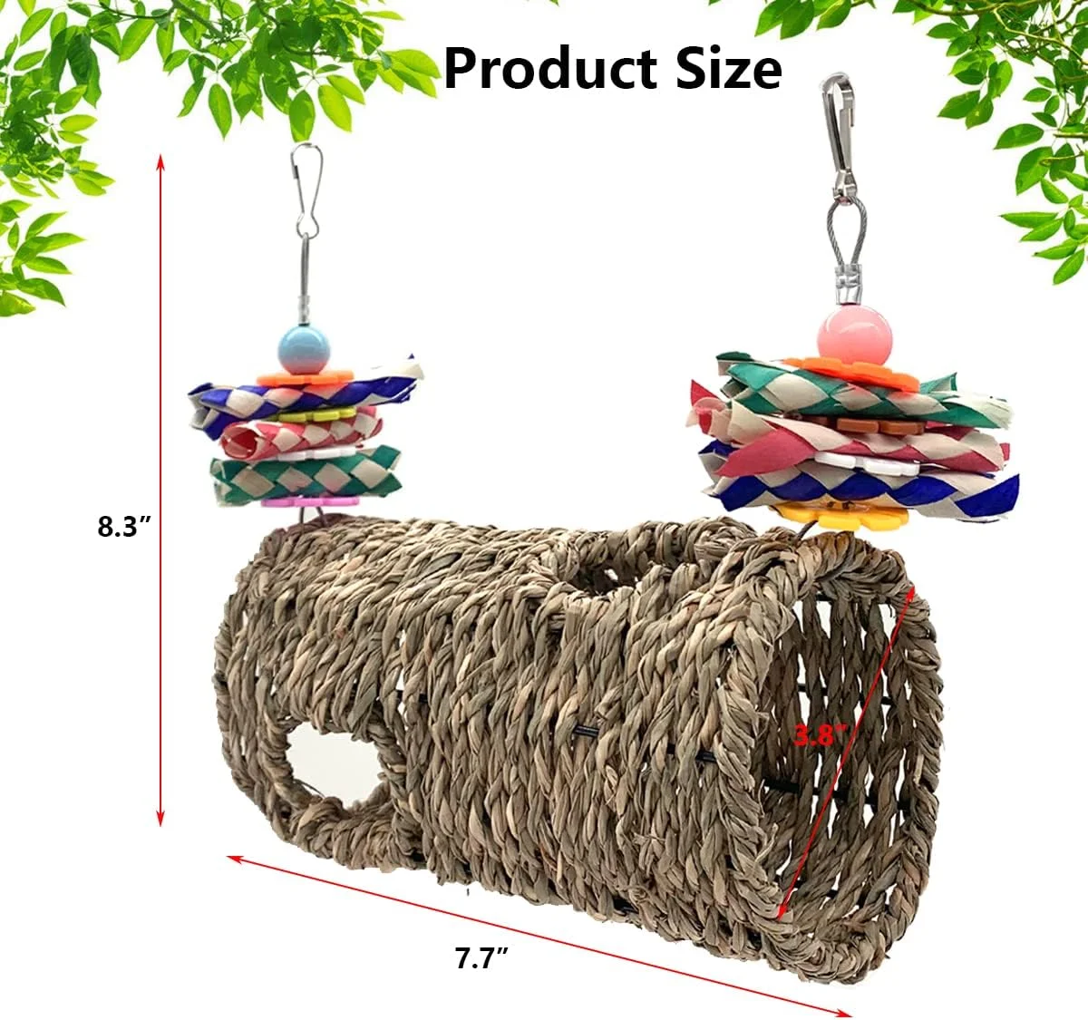 آشیانه پرنده از علف دریایی برای قفس با سوراخ، خانه لانه پرنده برای پرنده، طوطی، همستر