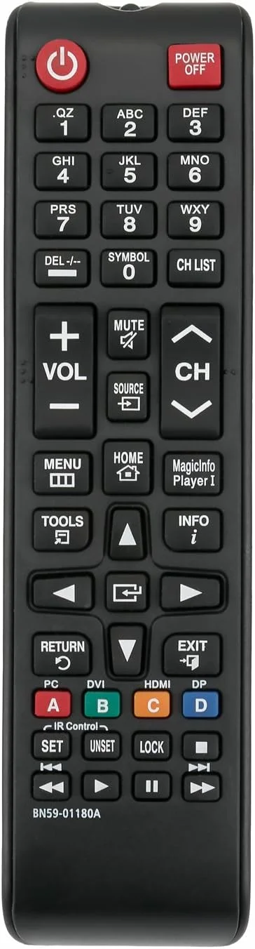 ریموت کنترل جایگزین جدید AIDITIYMI BN59-01180A مناسب برای تلویزیون سامسونگ DB10D DB22D DB32D DB40D DC48E EM75E DM55D OM55D SMT-4032 UH46F5 UD46D UD46E نمایشگر LED هوشمند LFD