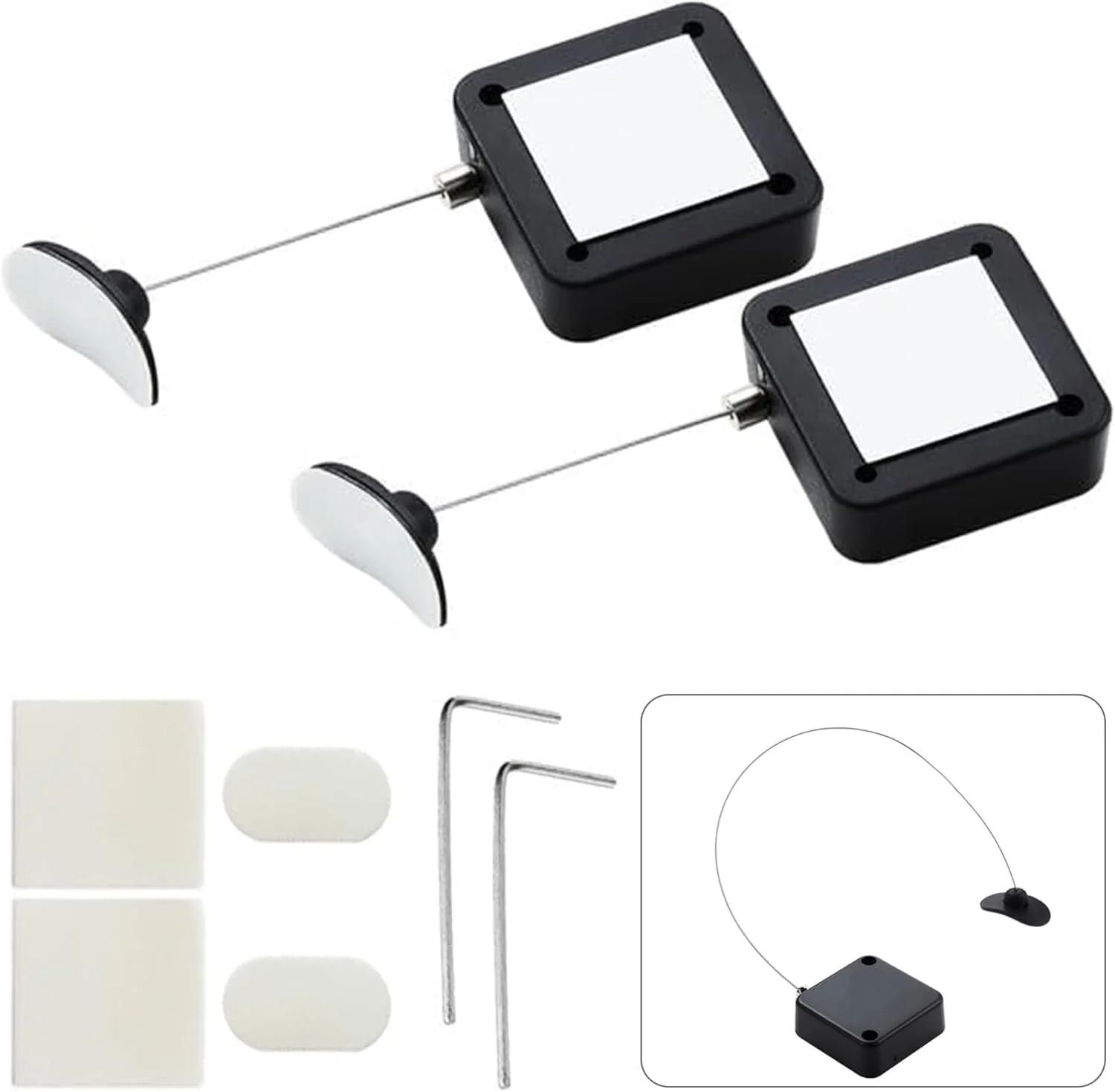 قفل نگهدارنده ریموت کنترل جمع شونده 2 عددی با بند ایمنی قابل تنظیم 2 متری برای ریموت تلویزیون، دسته بازی و دستگاه های الکترونیکی - ضد گم شدن، عالی برای نمایشگاه، دفتر و استفاده خانگی.