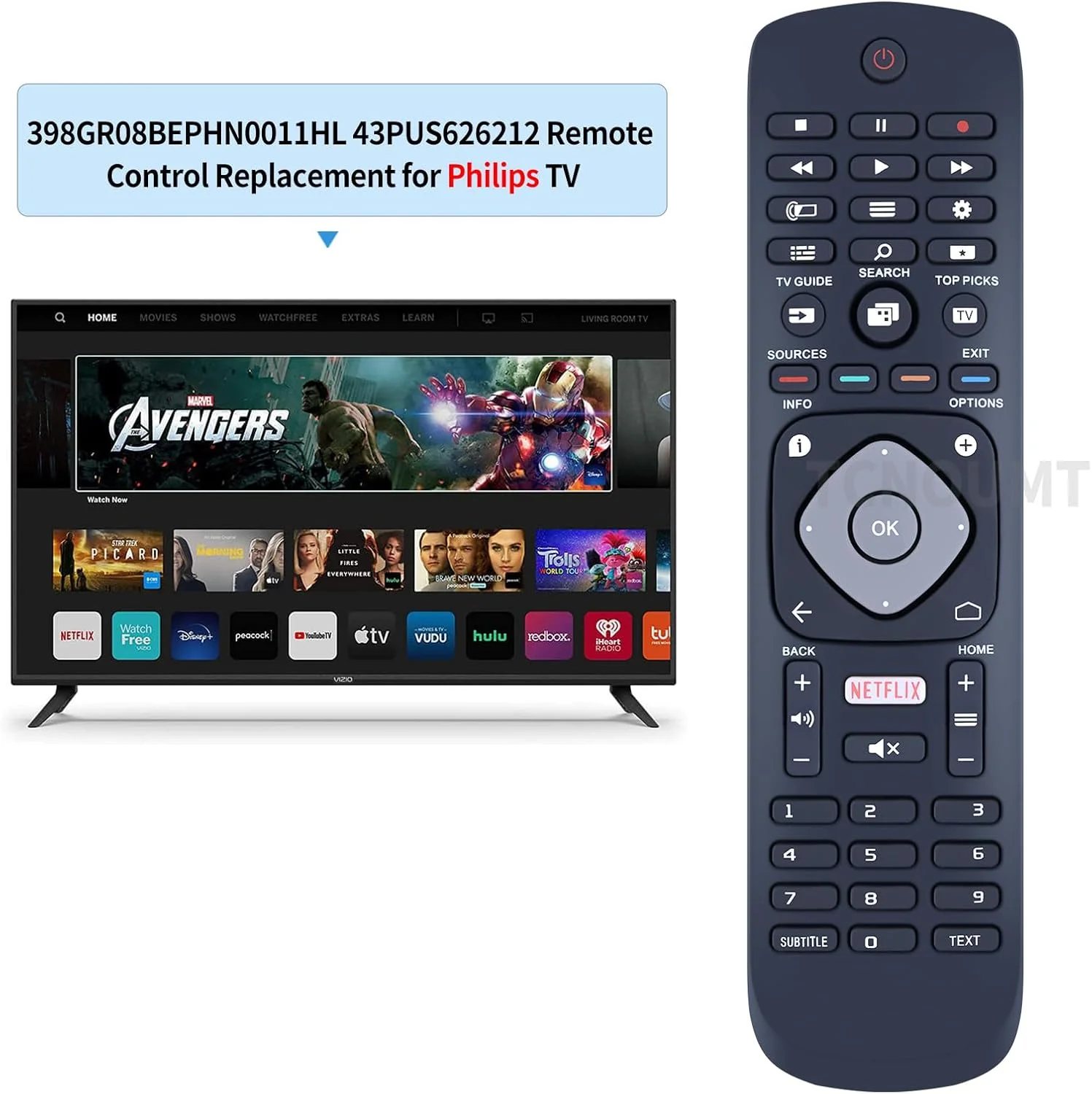 ریموت کنترل یونیورسال مناسب برای تلویزیون ال ای دی فیلیپس مدل های 50PUT6103 50PUT6103/56 55PUT6103 55PUT6103/56 32PHT5102 32PHT5102/79 43PFT5102 43PFT5102/79 50PUT6102 50PUT6102/79 50PUT6103 50PUT6103/75 50PUT6103/79