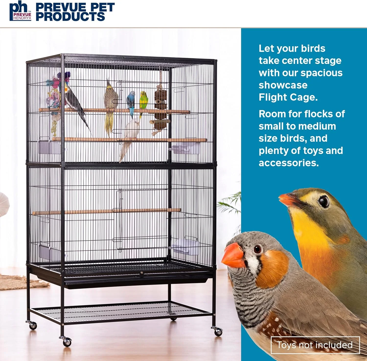 قفس پرواز ایستاده فلزی Prevue Pet Products F040، قفس بزرگ پرنده مشکی، 78.74 سانتی متر در 52.07 سانتی متر در 134.62 سانتی متر
