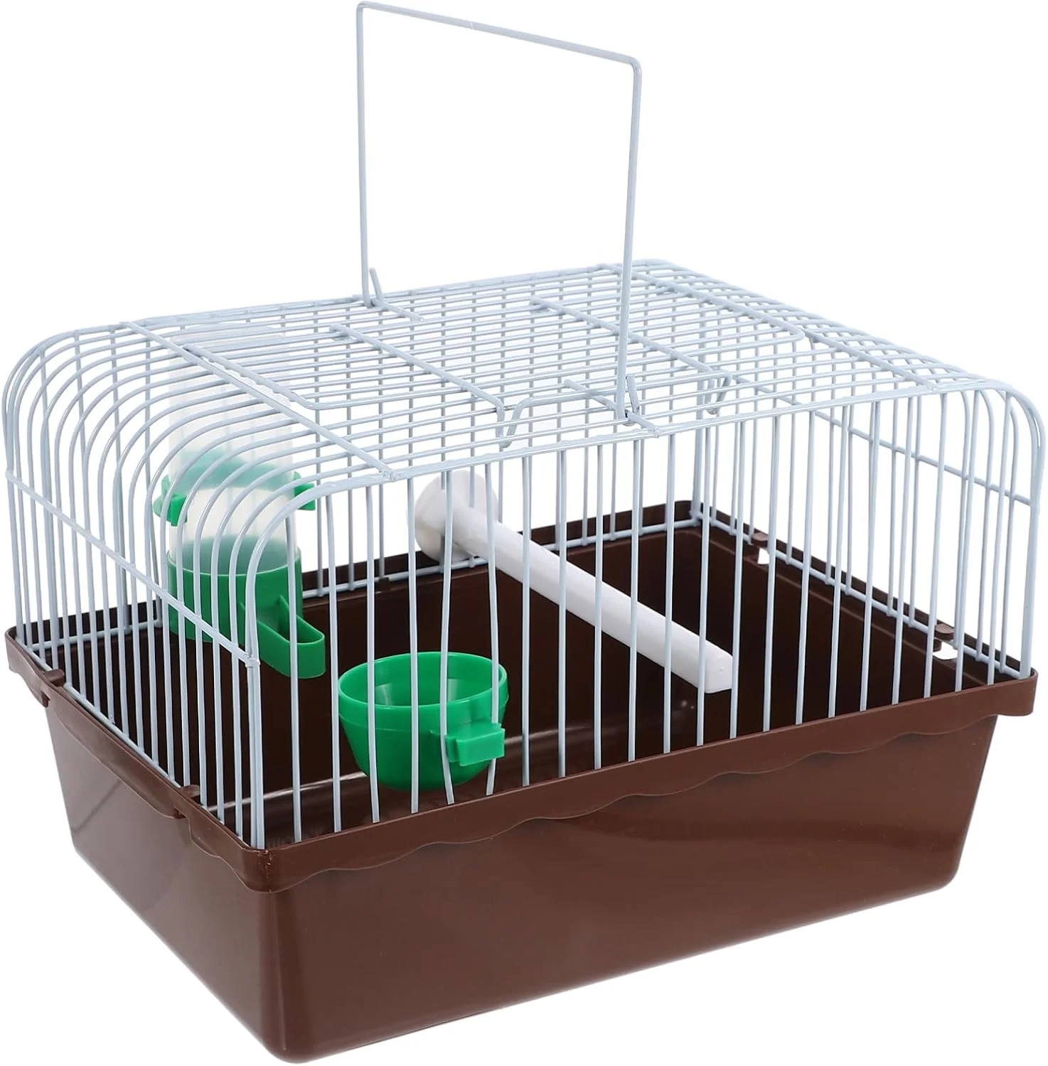 قفس حمل طوطی دستی POPETPOP به همراه آبخوری و غذاخوری: قفس مسافرتی پرنده برای پرندگان کوچک، حیوانات کوچک - دارای تهویه، حمل و تمیز کردن آسان - 23.6x16.7x16 سانتی متر