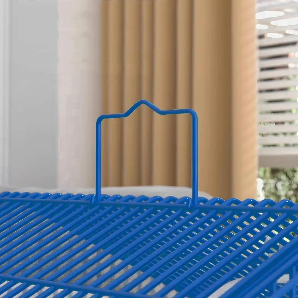 قفس پرنده کوچک قابل حمل در فضای باز، قفس پرورش پرندگان کوچک مانند فنچ، مرغ عشق، قناری و غیره (آبی)