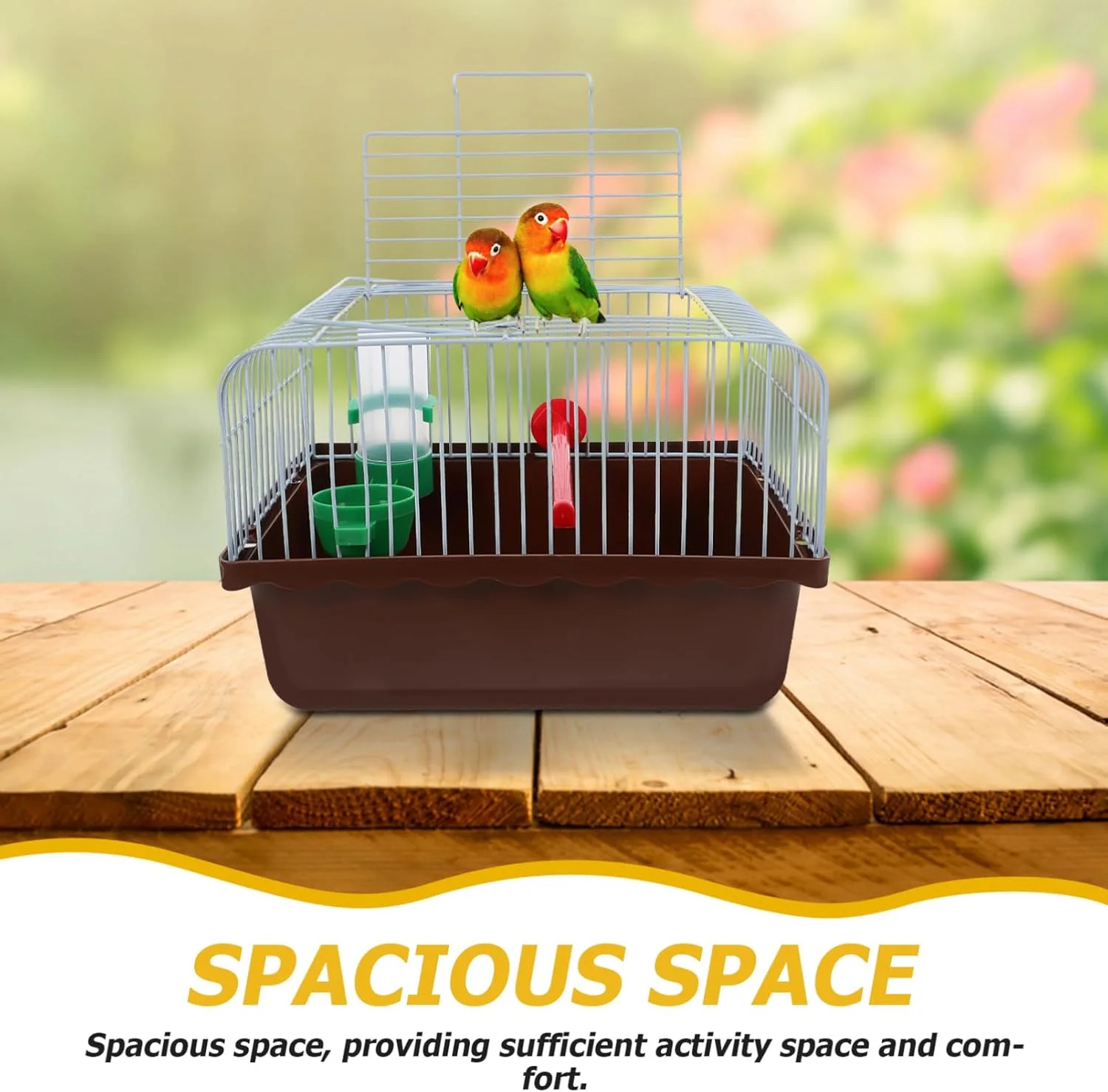 قفس حمل طوطی دستی POPETPOP به همراه آبخوری و غذاخوری: قفس مسافرتی پرنده برای پرندگان کوچک، حیوانات کوچک - دارای تهویه، حمل و تمیز کردن آسان - 23.6x16.7x16 سانتی متر