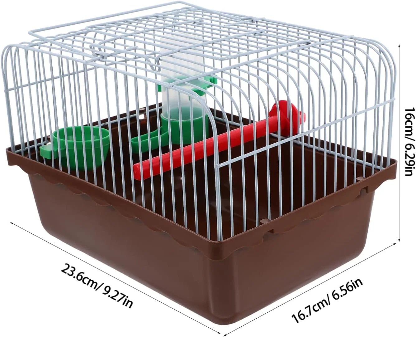 قفس حمل طوطی دستی POPETPOP به همراه آبخوری و غذاخوری: قفس مسافرتی پرنده برای پرندگان کوچک، حیوانات کوچک - دارای تهویه، حمل و تمیز کردن آسان - 23.6x16.7x16 سانتی متر