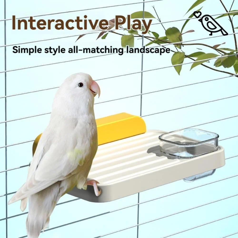 سکوی قفس پرنده پلاستیکی ساده، مناسب برای ایستادن و غذا خوردن حیوانات خانگی کوچک، با پنجره بزرگ و شفاف برای مشاهده و فضای مرتفع راحت