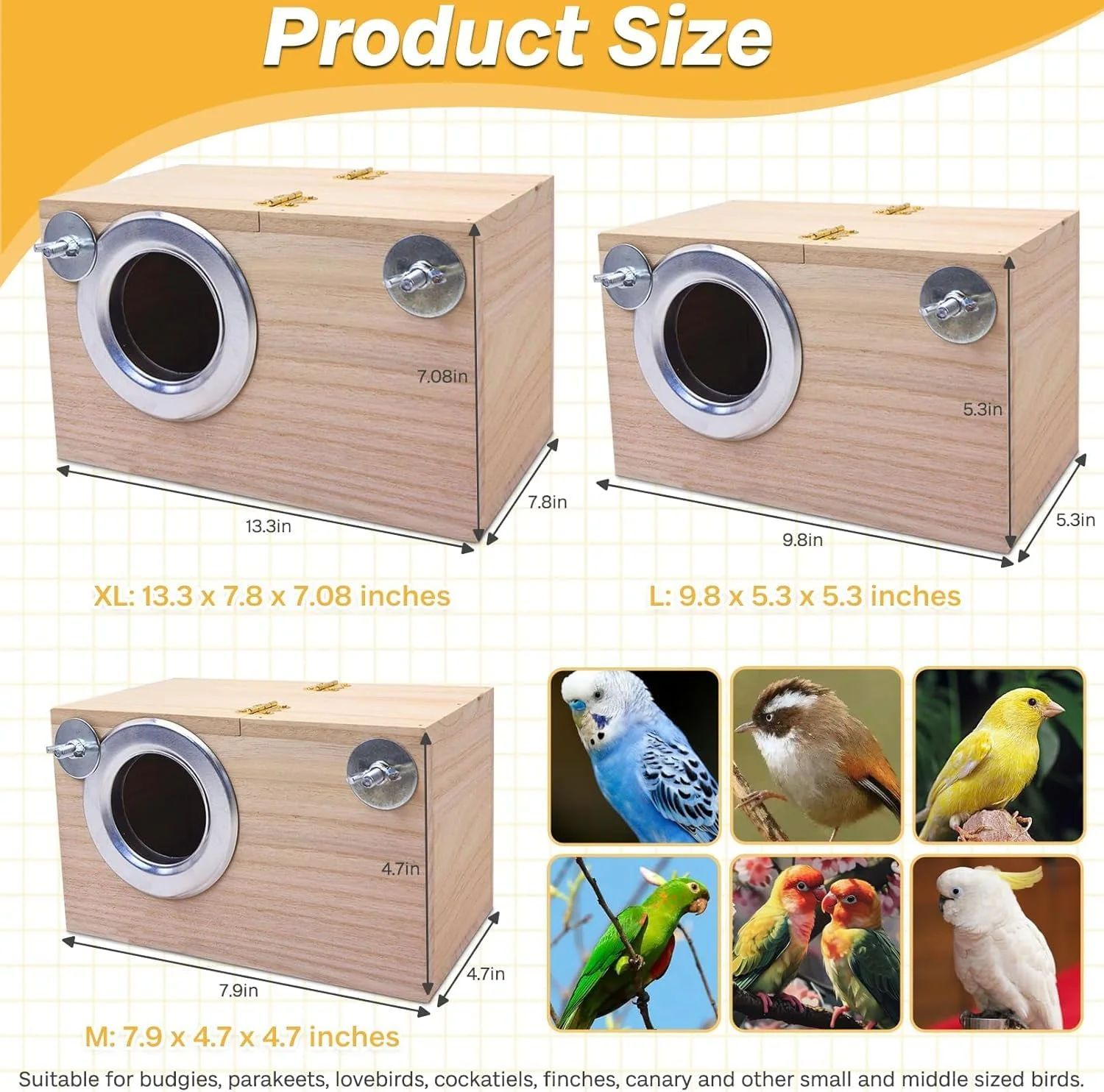 جعبه لانه پرنده PINVNBY، خانه پرنده چوبی برای مرغ عشق، جعبه جفت گیری طوطی (سایز M: 7.9 * 4.7 * 4.7 اینچ)