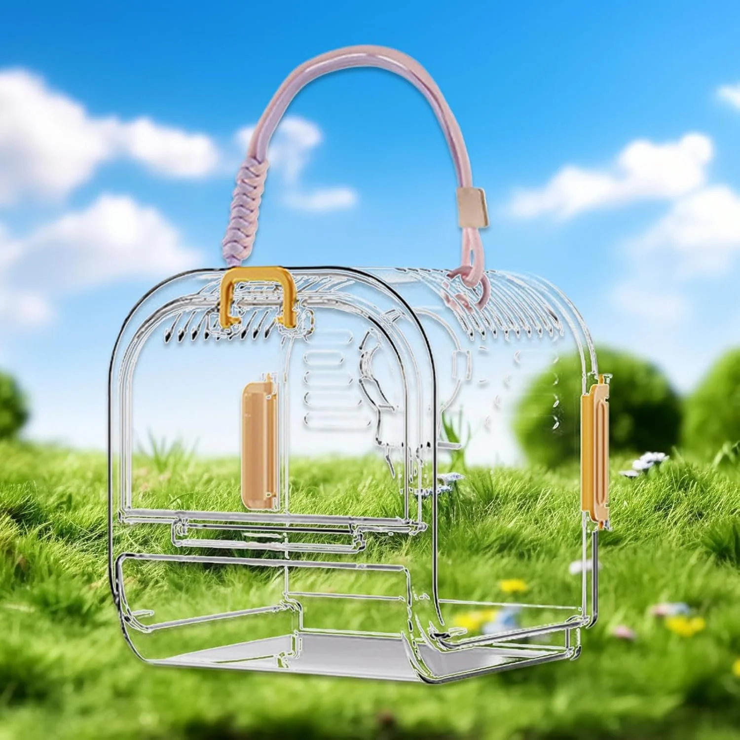 قفس مسافرتی طوطی، قفس حمل کوچک طوطی سانان قابل حمل - زیستگاه پرنده خانگی قابل حمل برای ماکائو، کانور، عروس هلندی، گنجشک و مرغ عشق