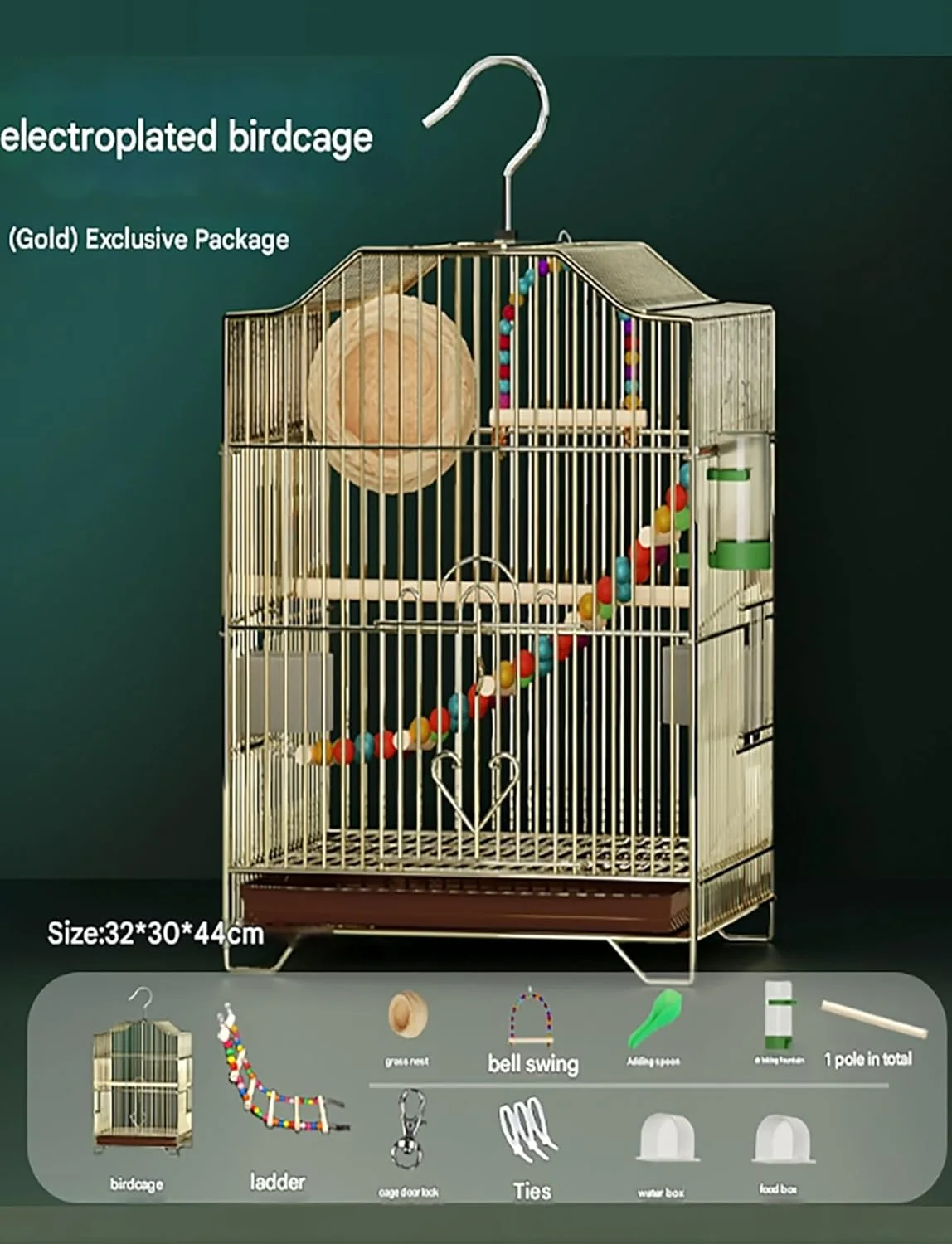 قفس پرنده قفس طوطی قفس پرورش کبوتر قفس مرغ عشق قفس ماکائو با پایه و میله نشیمن برای پرندگان کوچک، متوسط و بزرگ