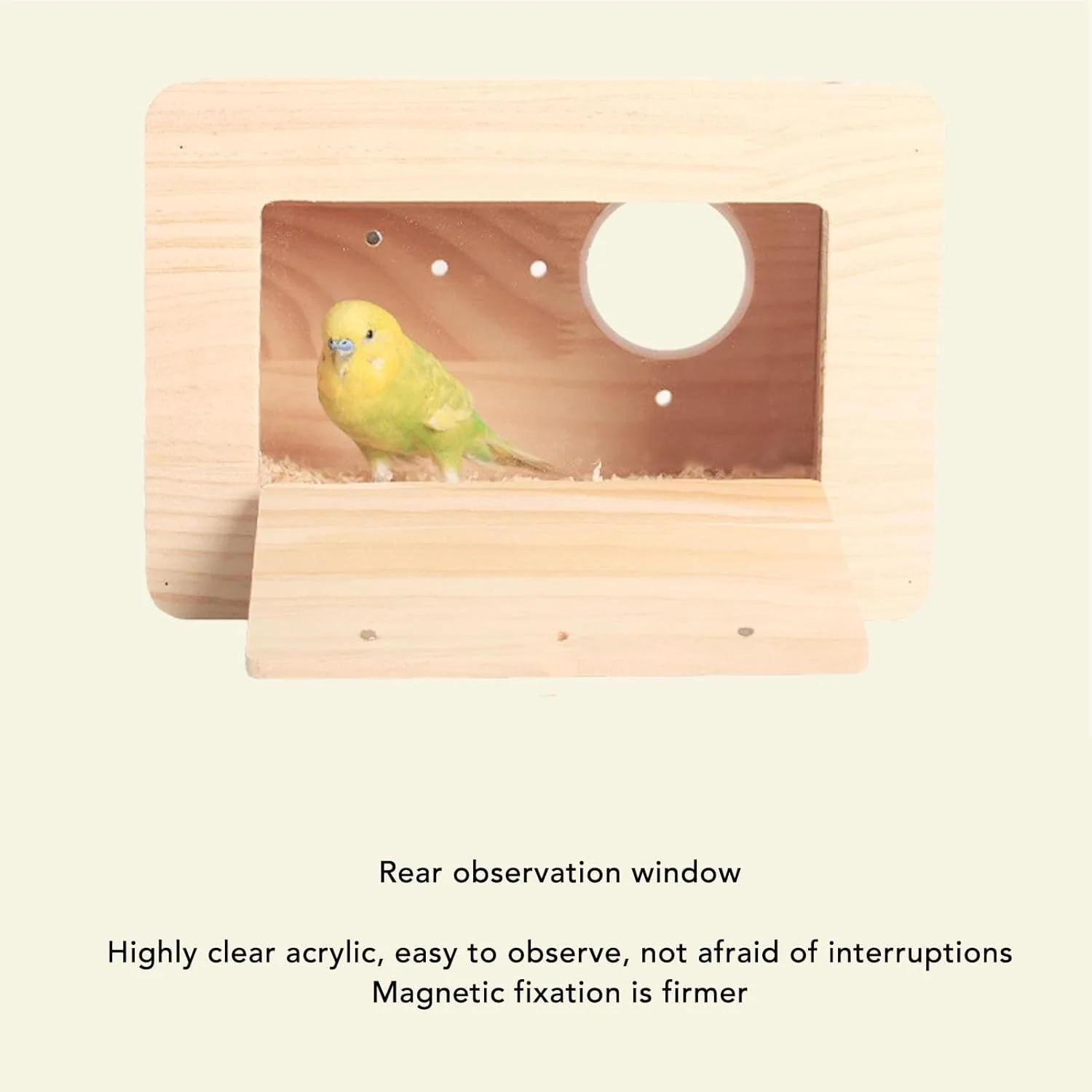 جعبه لانه پرنده، خانه پرنده چوبی بصری در فضای باز، جعبه پرورش طوطی، خانه لانه سازی پرنده، لوازم جانبی قفس برای فنچ، مرغ عشق، عروس هلندی، باجریگار، کانور، طوطی