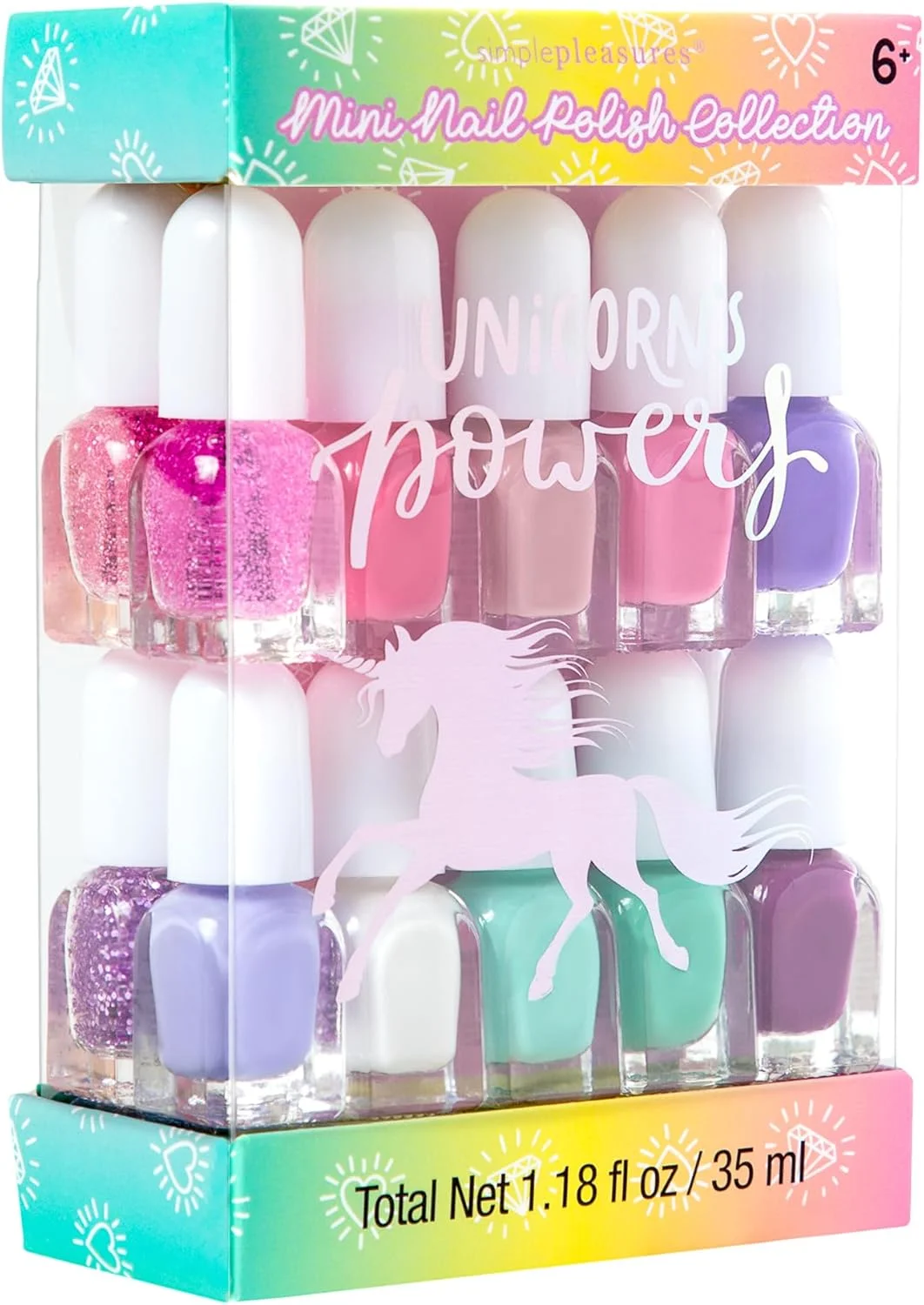 ست لاک ناخن 14 تکه کودکانه SIMPLE PLEASURES برای دختران 7 تا 12 سال، فرمولاسیون غیر سمی بر پایه آب، با تم بهاری ست لاک ناخن 14 تکه کودکانه SIMPLE PLEASURES برای دختران 7 تا 12 سال، فرمولاسیون غیر سمی بر پایه آب، با تم بهاری