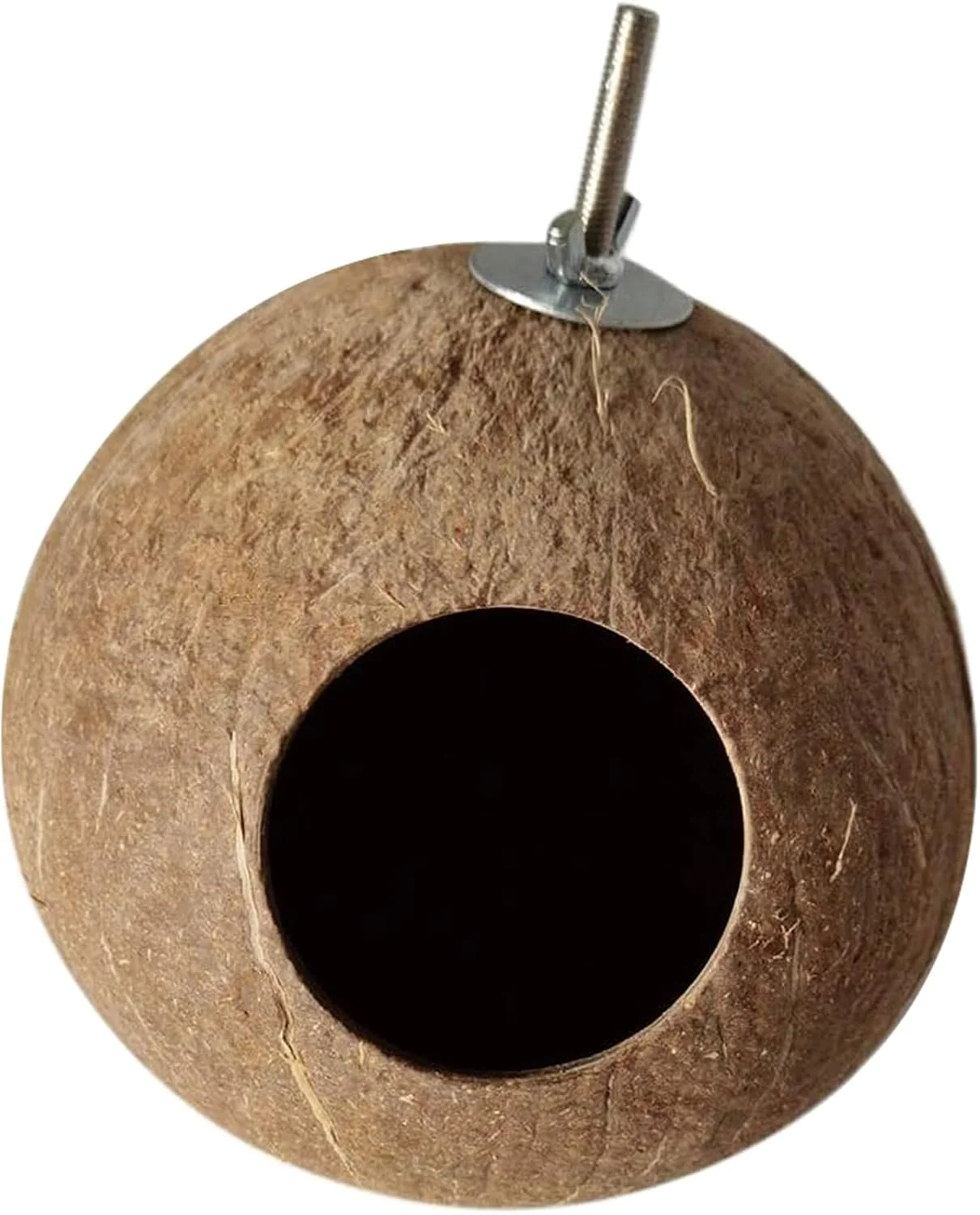 خانه نارگیلی پرنده OMEM، خانه همستر، پوسته نارگیل قابل نصب در بامبو، قفس پرندگان، قفس همستر (L)