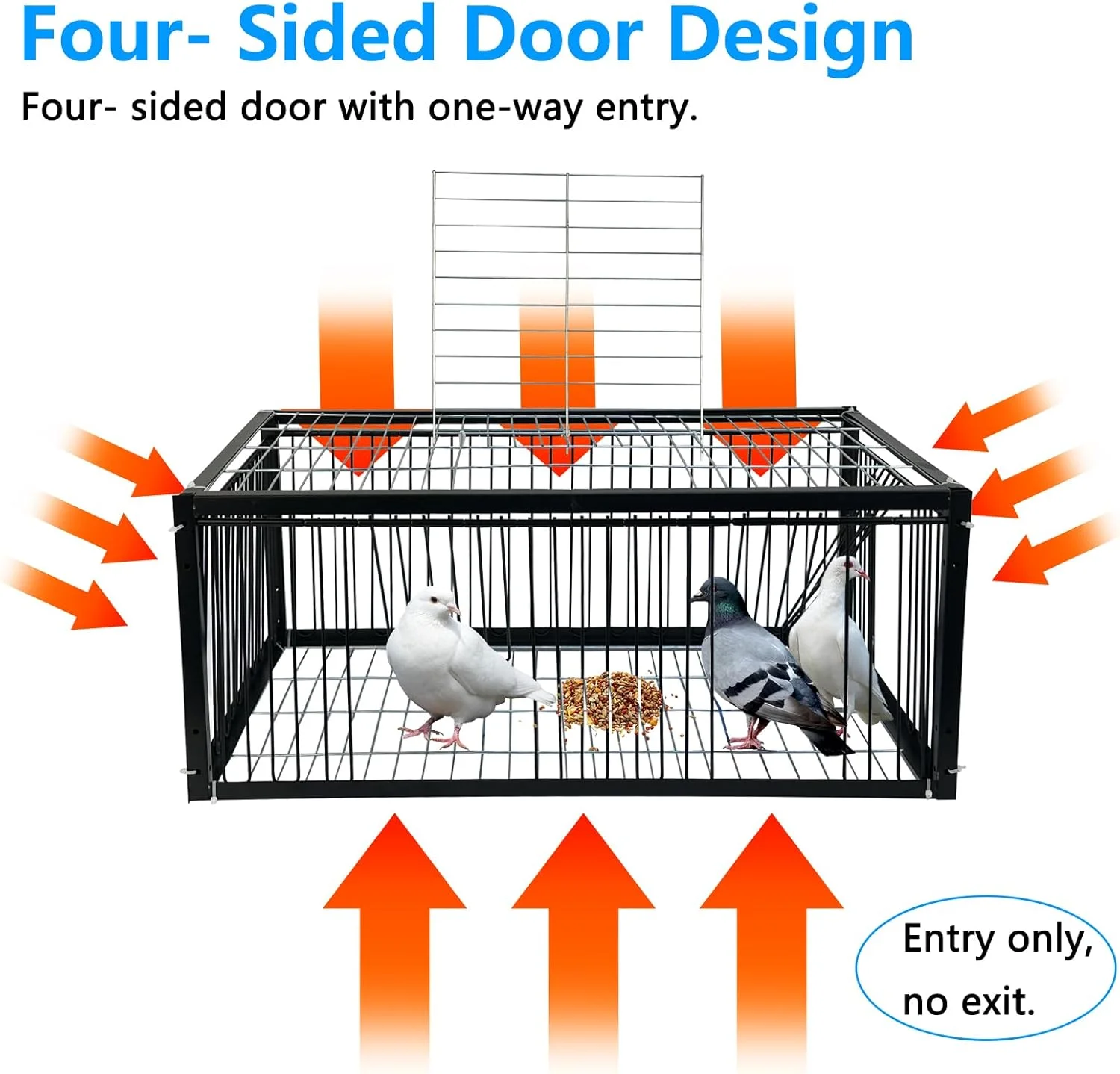 تله قفس کبوتر، قفس پرنده با ورود یک طرفه (4 درب)، قفس تاشو برای گرفتن پرنده برای باغ های داخلی و خارجی، پشت بام ها و پاسیوها، 60 * 40 * 26 سانتی متر تله قفس کبوتر، قفس پرنده با ورود یک طرفه (4 درب)، قفس تاشو برای گرفتن پرنده برای باغ های داخلی و خارجی، پشت بام ها و پاسیوها، 60 * 40 * 26 سانتی متر