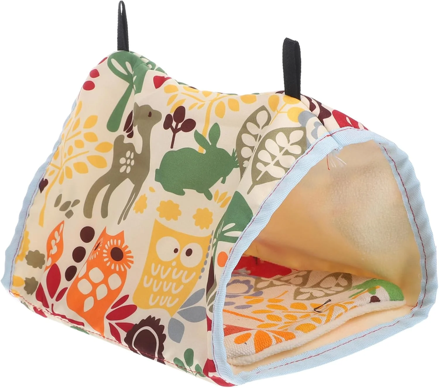 خانه لانه پرنده Oasisgalore، تخت آویز لانه پرنده مثلثی فوسا برای طوطی، پارچه چند رنگ