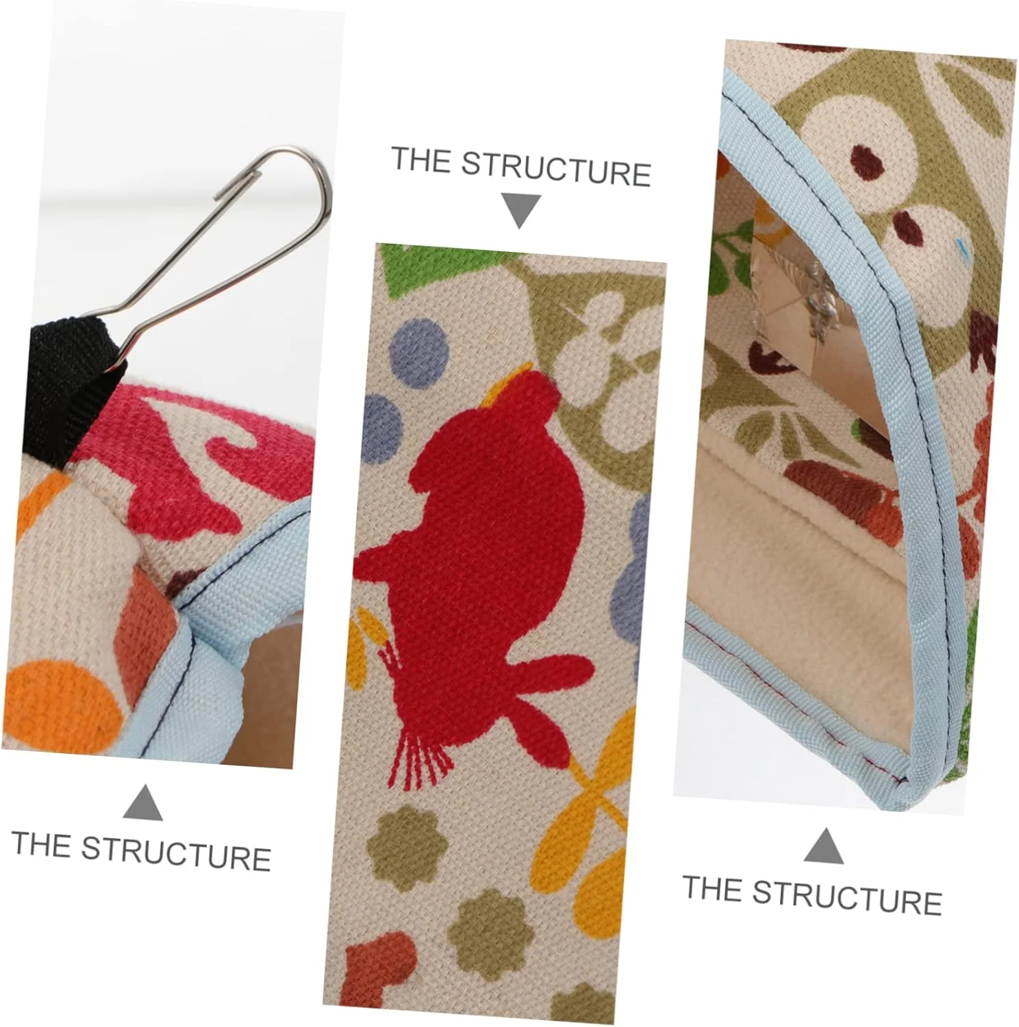 خانه لانه پرنده Oasisgalore، تخت آویز لانه پرنده مثلثی فوسا برای طوطی، پارچه چند رنگ خانه لانه پرنده Oasisgalore، تخت آویز لانه پرنده مثلثی فوسا برای طوطی، پارچه چند رنگ