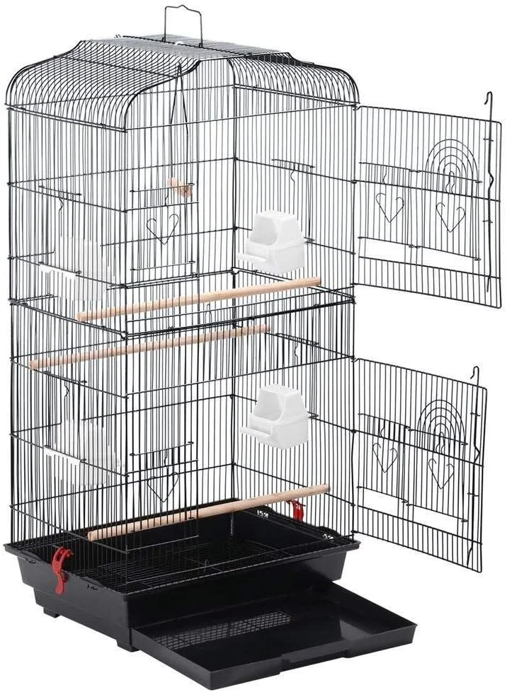 قفس پرنده آویز متوسط قابل حمل مومو بیر 36 اینچی، مشکی