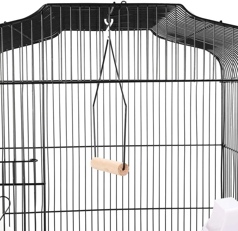 قفس پرنده آویز متوسط قابل حمل مومو بیر 36 اینچی، مشکی