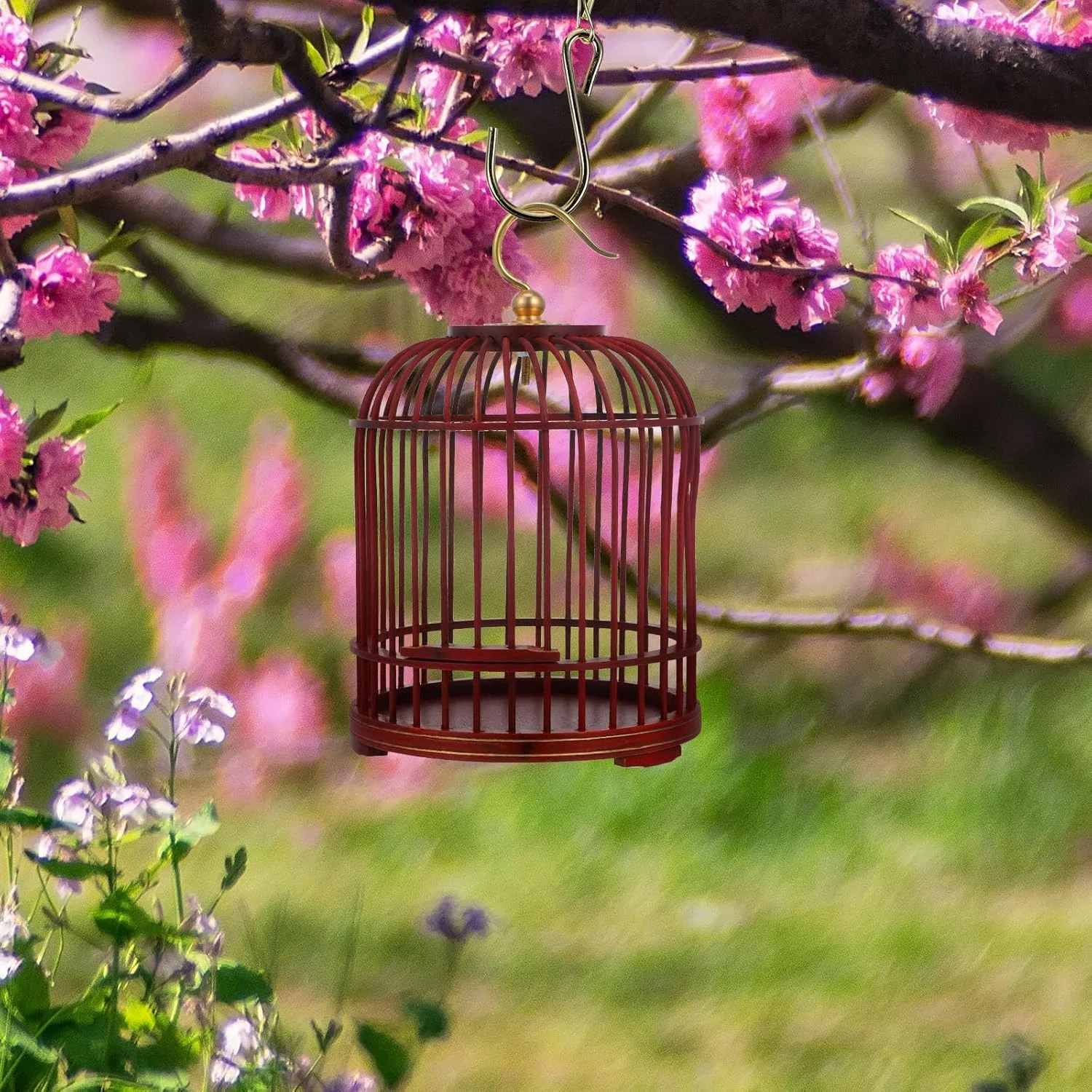 قفس پرنده برای حیوانات خانگی کوچک، قفس آویز چند منظوره با طراحی گنبدی و سگک برای جیرجیرک ها، همسترها و پرندگان کوچک، مناسب برای استفاده تزئینی در فضای باز