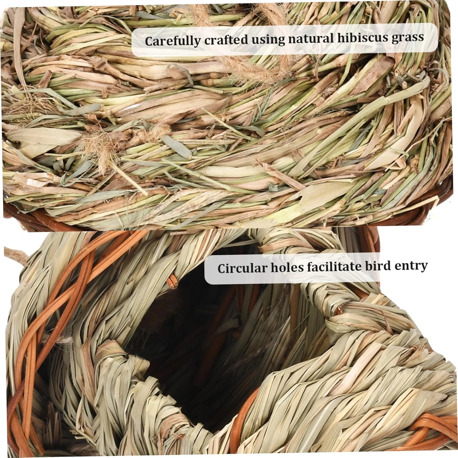 خانه مرغ مگس خوار NALACAL، 2 عدد لانه آویزان مرغ مگس خوار، لانه پرنده بافته شده از نی طبیعی، خانه پرنده محافظ قارچی شکل برای فضای باز