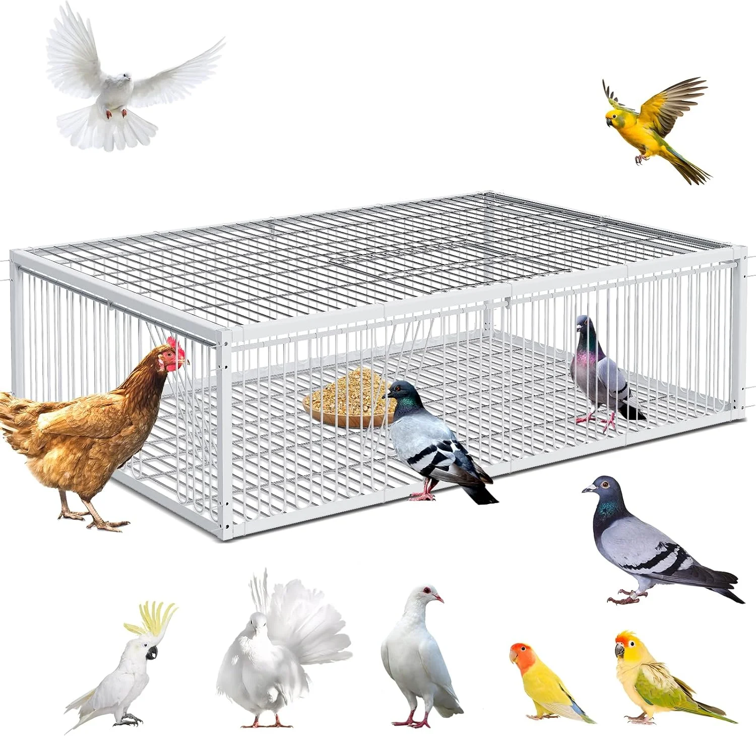 تله کبوتر MOGOULUA، قفس کبوتر با طراحی ضد فرار، تله پرنده برای قرقاول، اردک های وحشی، پرندگان با ورودی یکبار مصرف 4 طرفه و 1 نورگیر، قفس تله فقط برای کبوتر، 90 سانتی متر تله کبوتر MOGOULUA، قفس کبوتر با طراحی ضد فرار، تله پرنده برای قرقاول، اردک های وحشی، پرندگان با ورودی یکبار مصرف 4 طرفه و 1 نورگیر، قفس تله فقط برای کبوتر، 90 سانتی متر