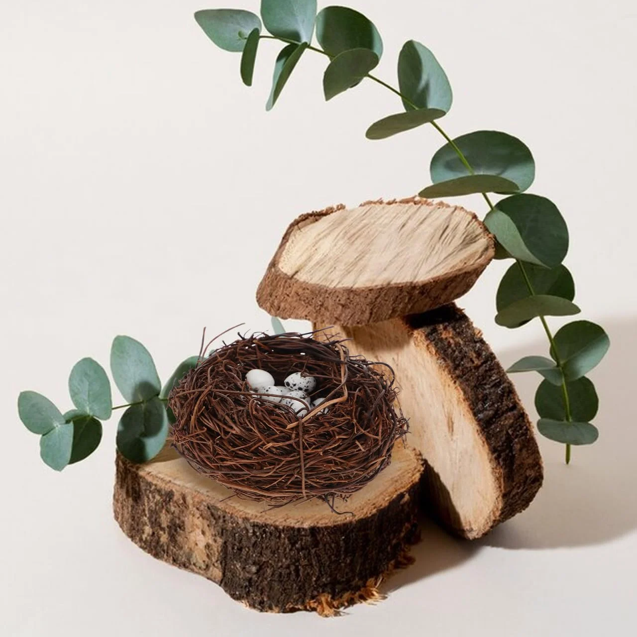 ست لانه پرنده عید پاک MOLUCKFU، لانه حصیری مینیاتوری با تخم مرغ های مصنوعی، دکور باغ، لانه پرندگان، تزیین میز