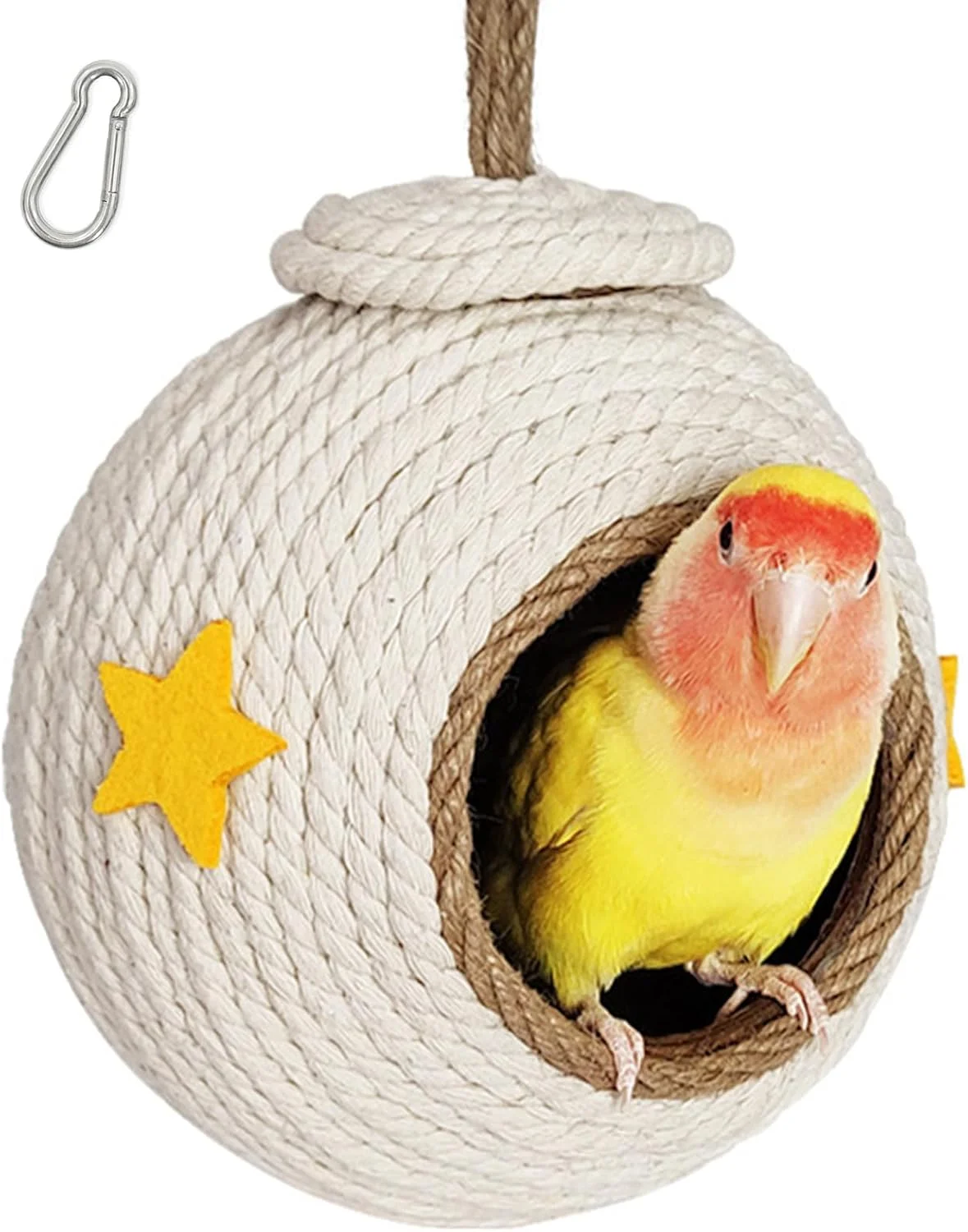 لانه طوطی برزیلی IS MUHE، خانه پرنده با طناب بافته نارگیل، قفس پرنده نارگیل طبیعی با روکش بافته شده، لانه پرنده برای طوطی (سفید) لانه طوطی برزیلی IS MUHE، خانه پرنده با طناب بافته نارگیل، قفس پرنده نارگیل طبیعی با روکش بافته شده، لانه پرنده برای طوطی (سفید)