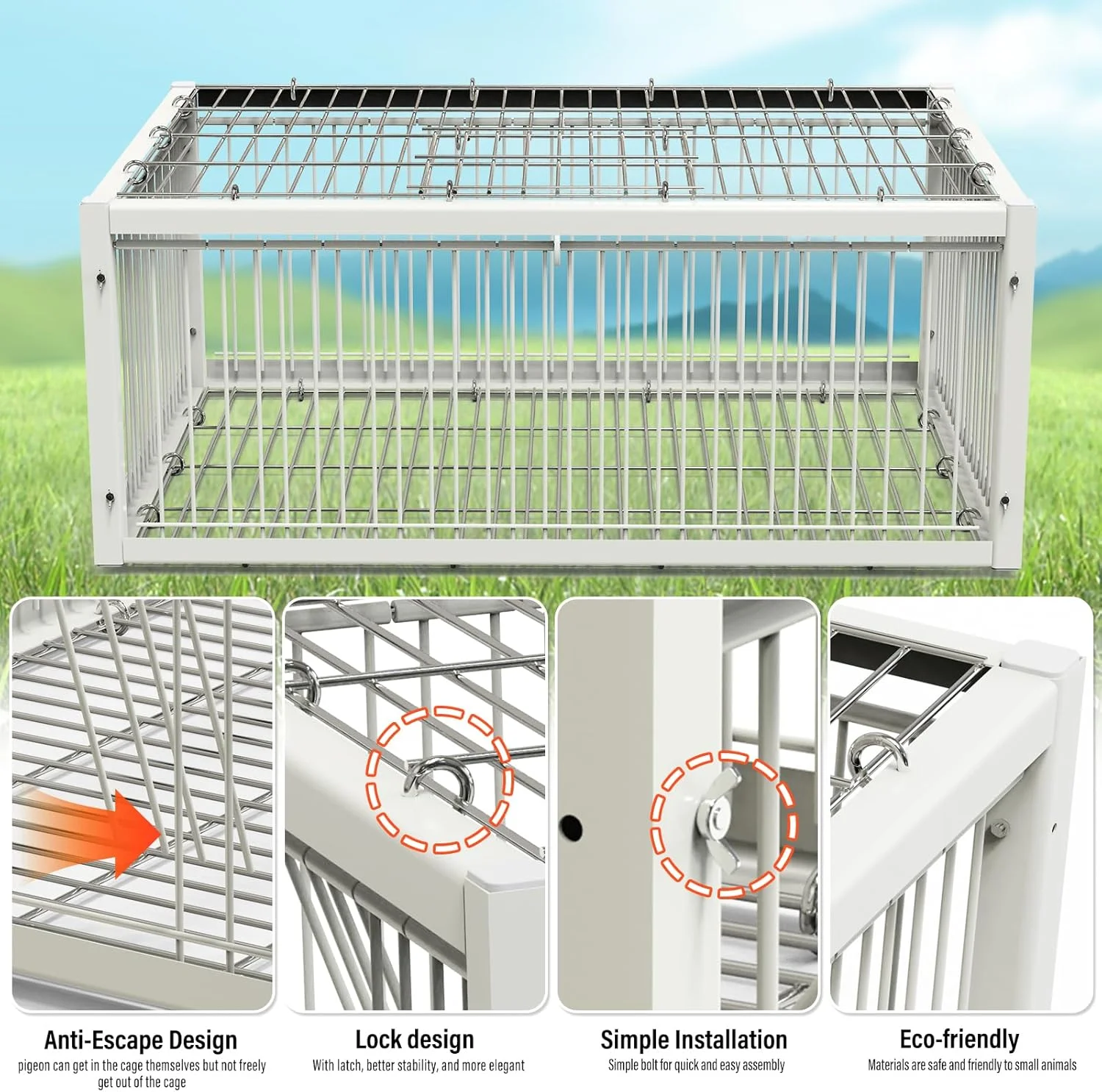 تله کبوتر با طراحی ضد فرار، قفس کبوتر با ورودی یکبار مصرف، ایده آل برای کبوتر ماده، قفس گیرنده مرغ و پرنده