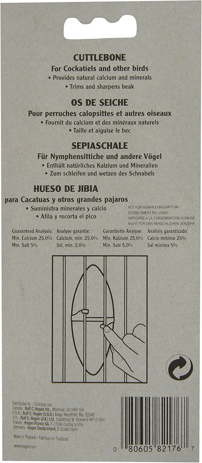 استخوان کف دریا با نگهدارنده برای پرندگان قفسی، سایز بزرگ، 15 تا 18 سانتی متر، برند LIVING WORLD