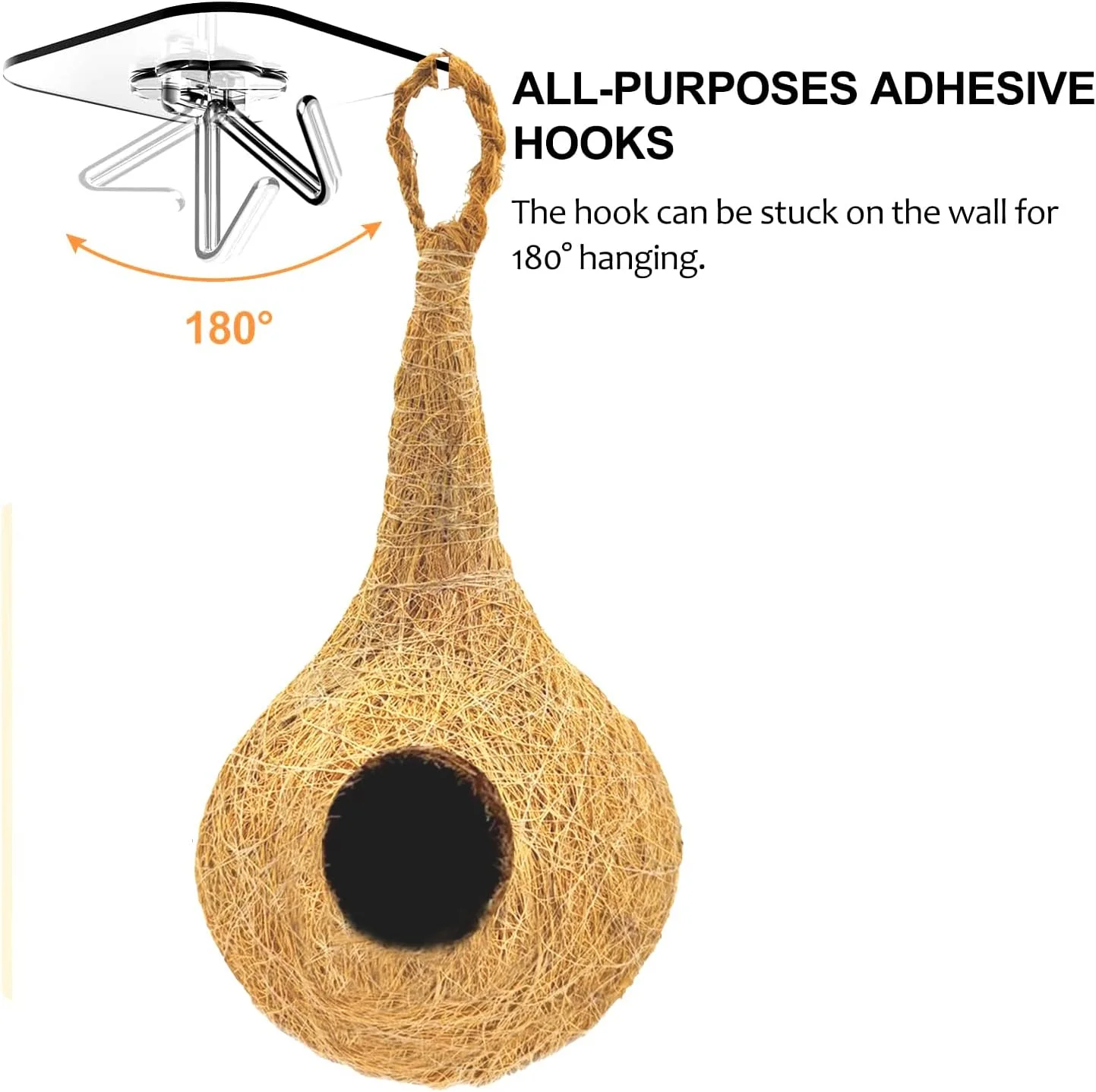 لانه پرنده طبیعی باهایا LIVEONCE برای قفس و پرورش انواع پرندگان کوچک و متوسط ​​همراه با قلاب آویز خودچسب بسته 2 عددی